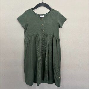 Jax & Lennon green short sleeve dress, 3 decorative buttons on front